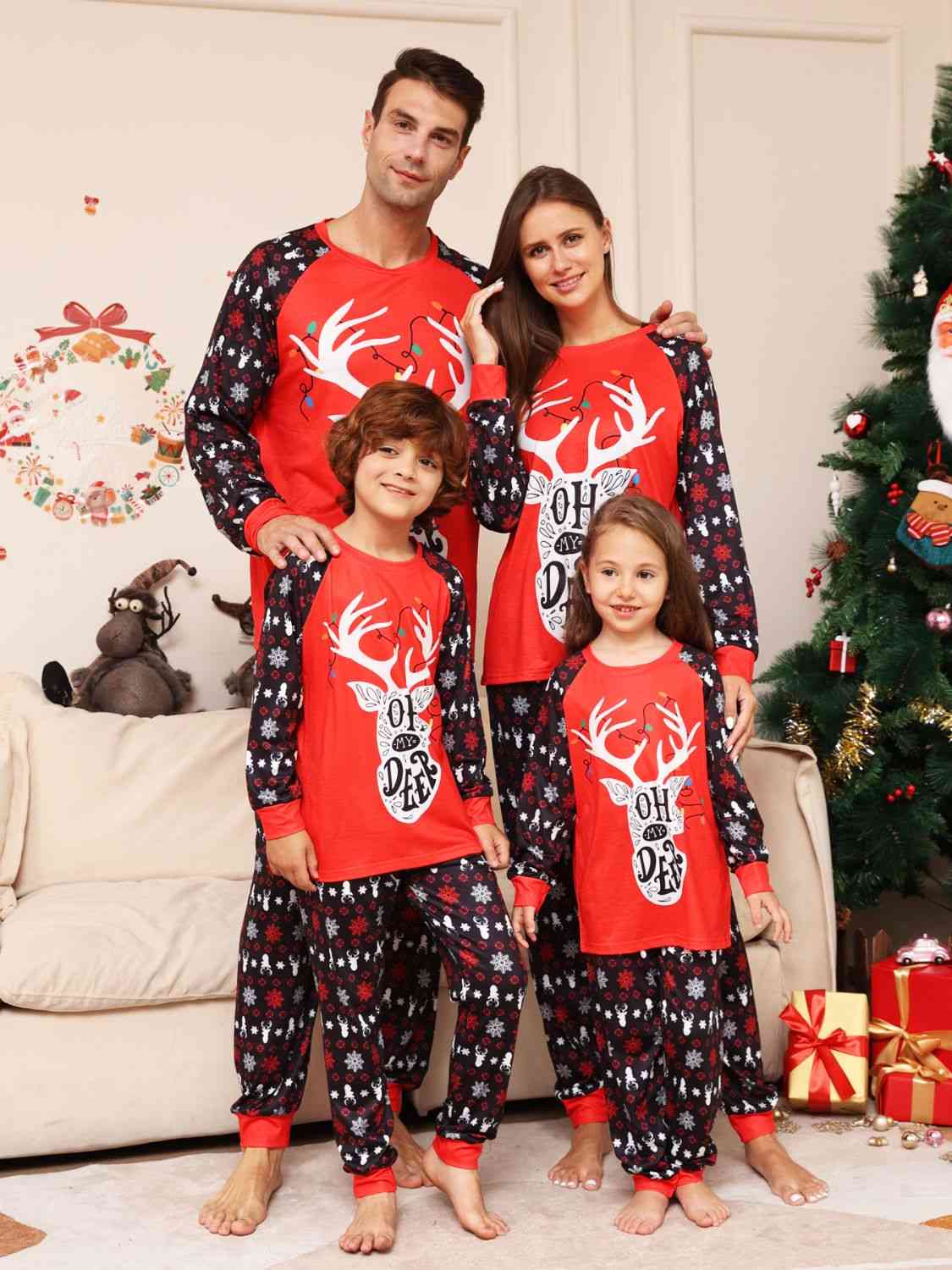 Reindeer Graphic Top and Pants Set